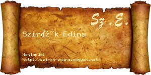 Szirák Edina névjegykártya